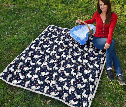 Alpaca Heart Star Design Themed Print Premium Quilt-JTAMIGO.COM