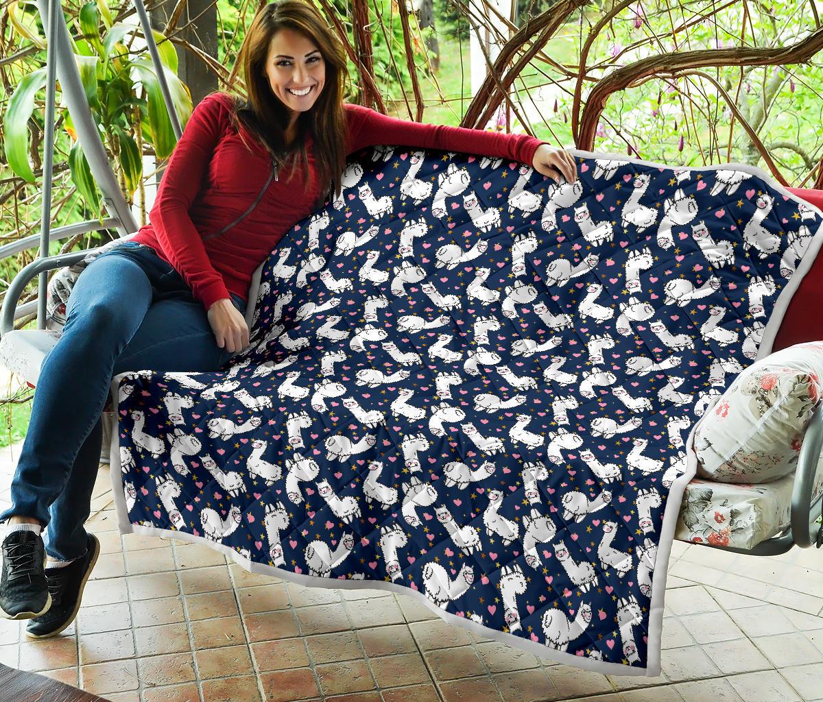 Alpaca Heart Star Design Themed Print Premium Quilt-JTAMIGO.COM