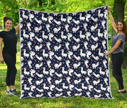 Alpaca Heart Star Design Themed Print Premium Quilt-JTAMIGO.COM