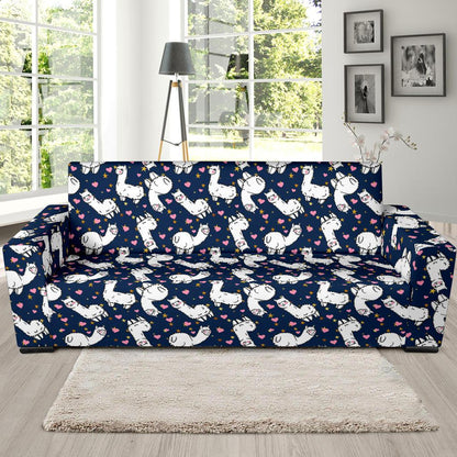 Alpaca Heart Star Design Themed Print Sofa Slipcover-JTAMIGO.COM
