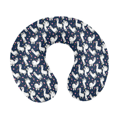 Alpaca Heart Star Design Themed Print U-Shaped Travel Neck Pillow-JTAMIGO.COM