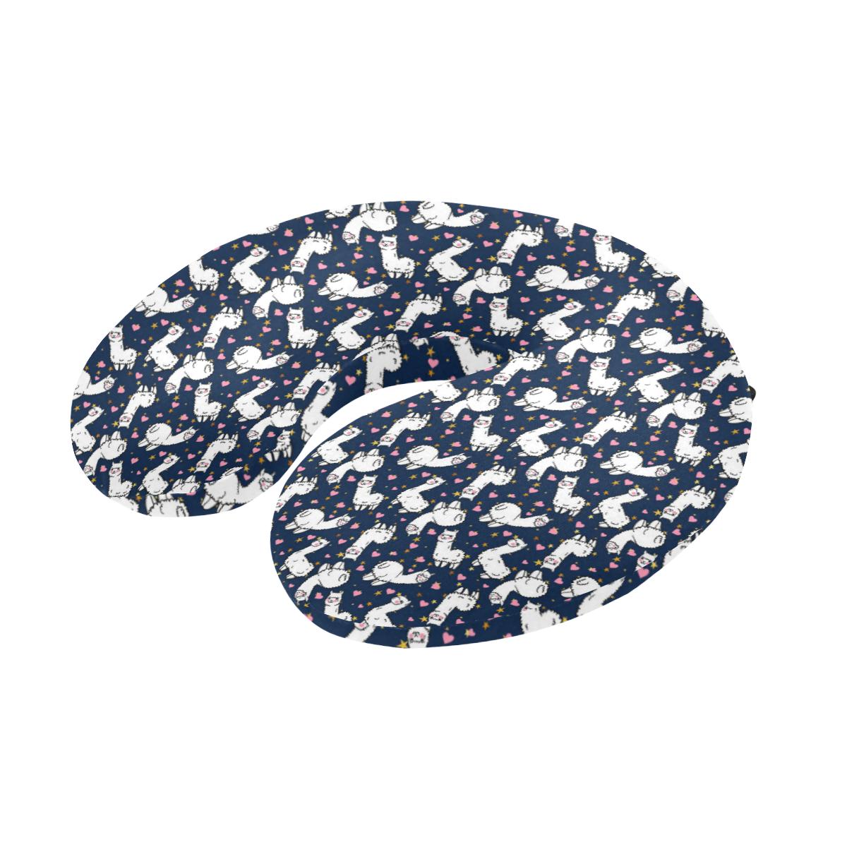 Alpaca Heart Star Design Themed Print U-Shaped Travel Neck Pillow-JTAMIGO.COM