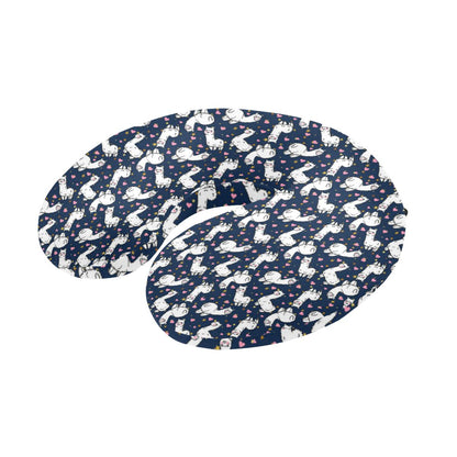 Alpaca Heart Star Design Themed Print U-Shaped Travel Neck Pillow-JTAMIGO.COM