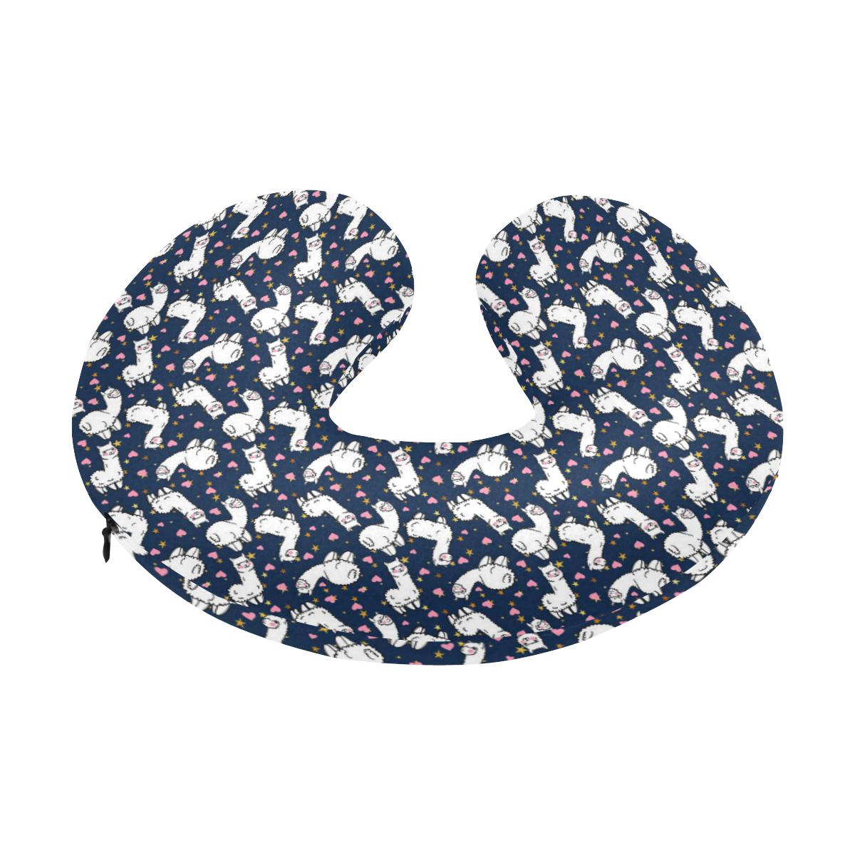 Alpaca Heart Star Design Themed Print U-Shaped Travel Neck Pillow-JTAMIGO.COM