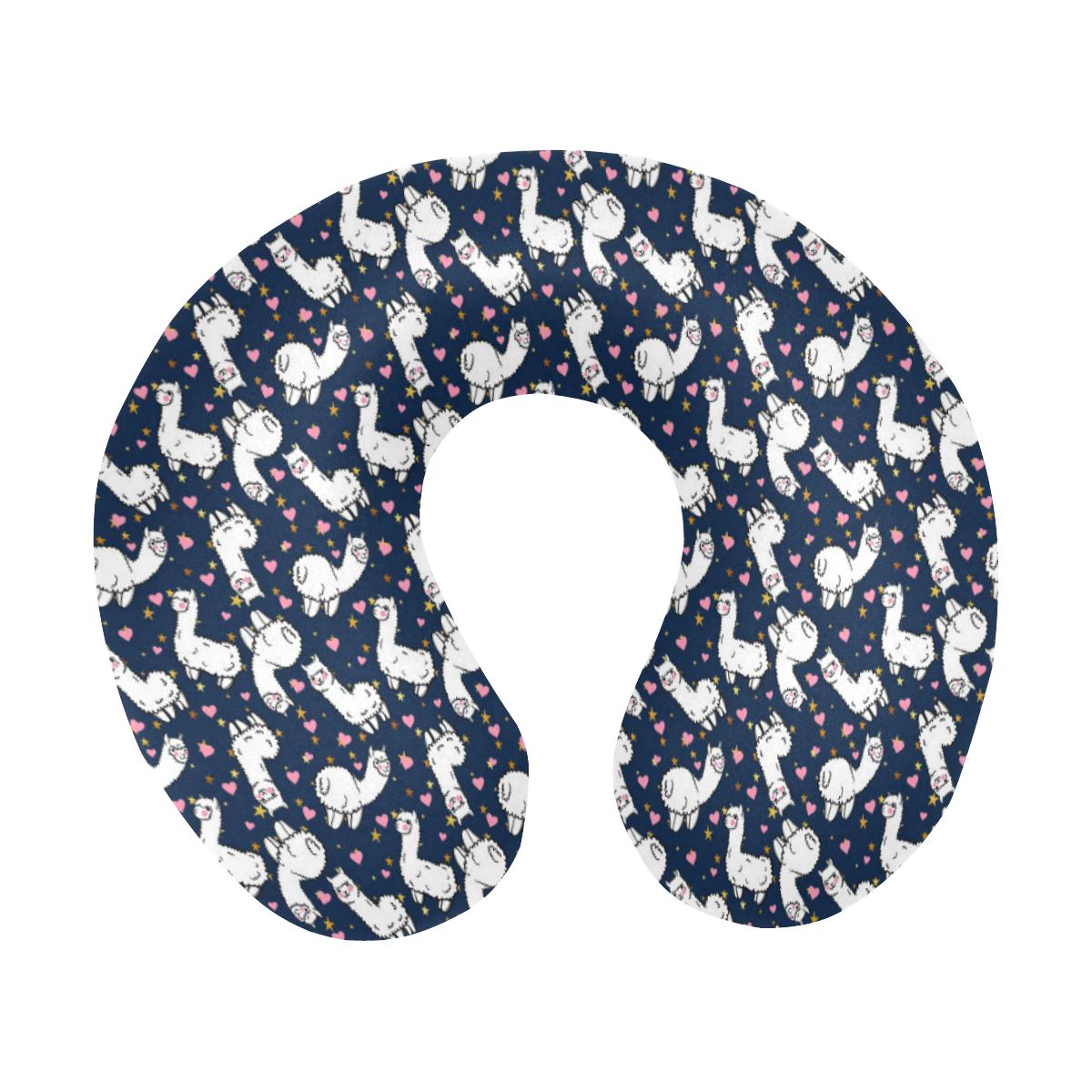 Alpaca Heart Star Design Themed Print U-Shaped Travel Neck Pillow-JTAMIGO.COM