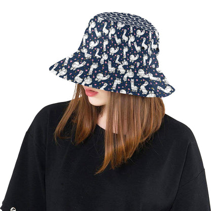 Alpaca Heart Star Design Themed Print Unisex Bucket Hat