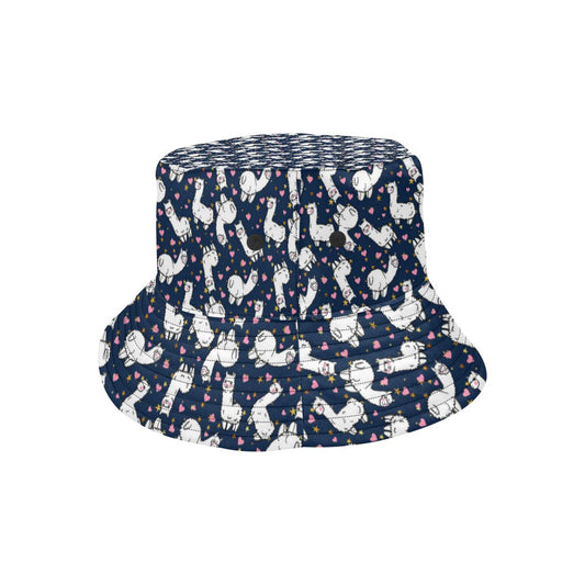 Alpaca Heart Star Design Themed Print Unisex Bucket Hat