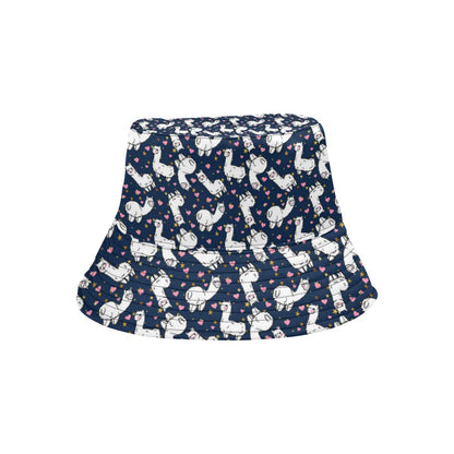 Alpaca Heart Star Design Themed Print Unisex Bucket Hat