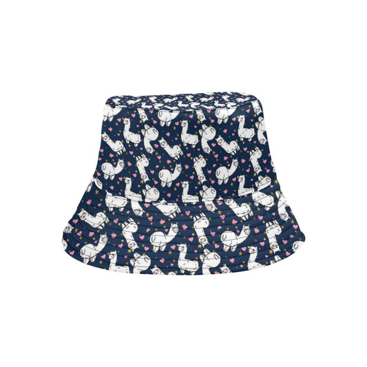 Alpaca Heart Star Design Themed Print Unisex Bucket Hat