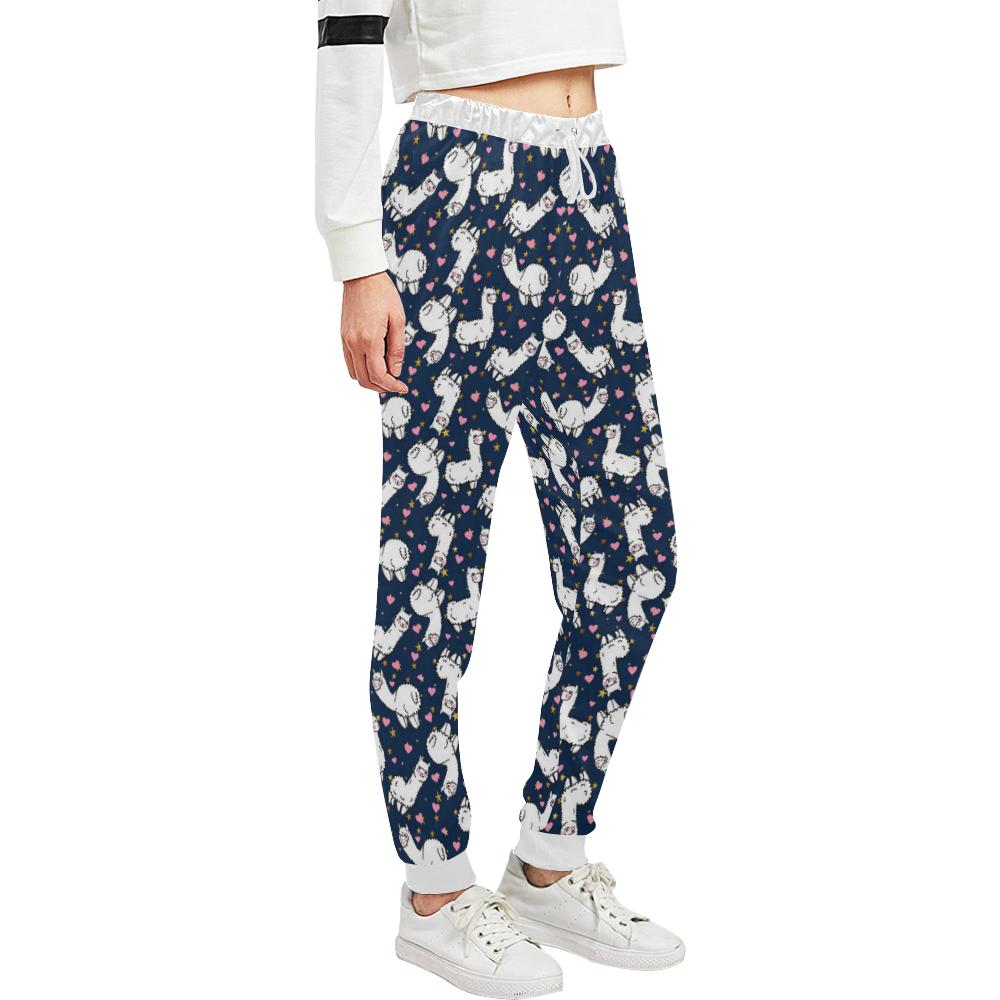 Alpaca Heart Star Design Themed Print Unisex Casual Sweatpants (Model L11)-JTAMIGO.COM