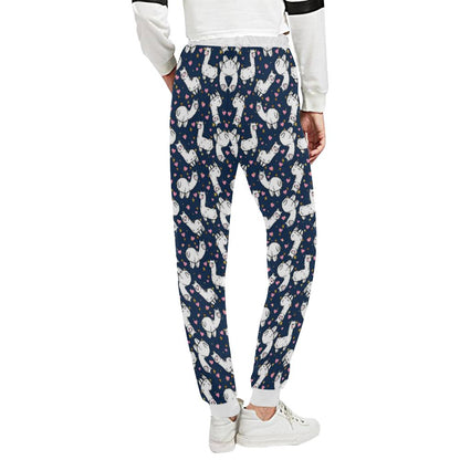 Alpaca Heart Star Design Themed Print Unisex Casual Sweatpants (Model L11)-JTAMIGO.COM