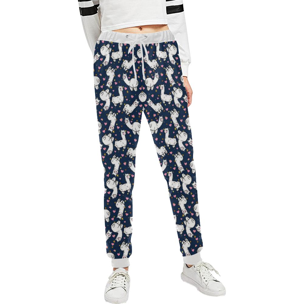 Alpaca Heart Star Design Themed Print Unisex Casual Sweatpants (Model L11)-JTAMIGO.COM