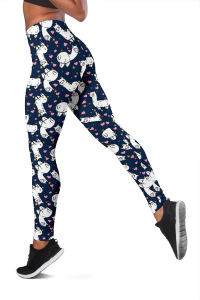 Alpaca Heart Star Design Themed Print Women Leggings