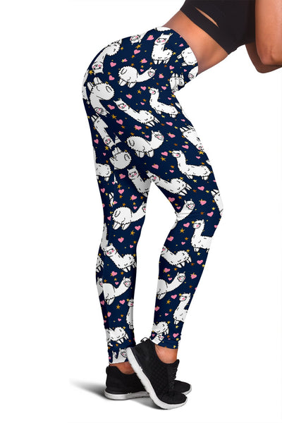 Alpaca Heart Star Design Themed Print Women Leggings