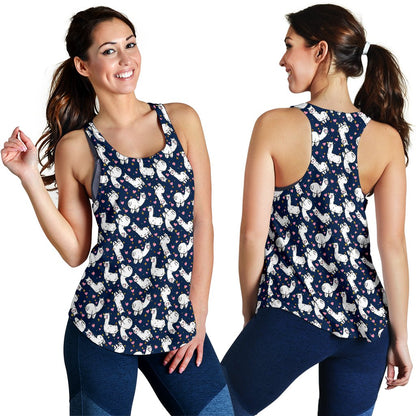 Alpaca Heart Star Design Themed Print Women Racerback Tank Top