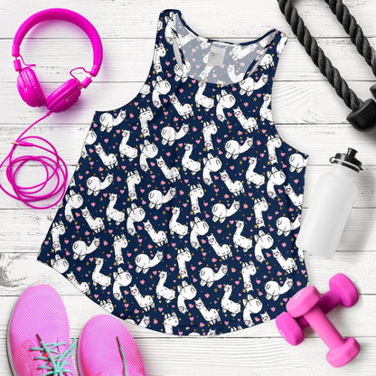 Alpaca Heart Star Design Themed Print Women Racerback Tank Top