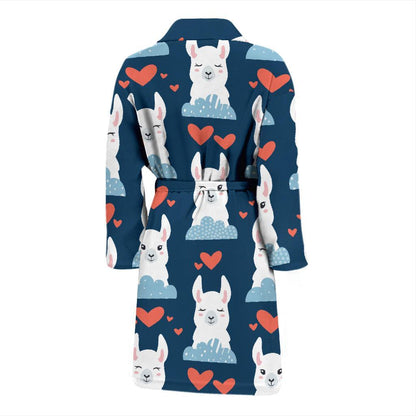 Alpaca Love Pattern Print Design 05 Men Bathrobe-JORJUNE.COM