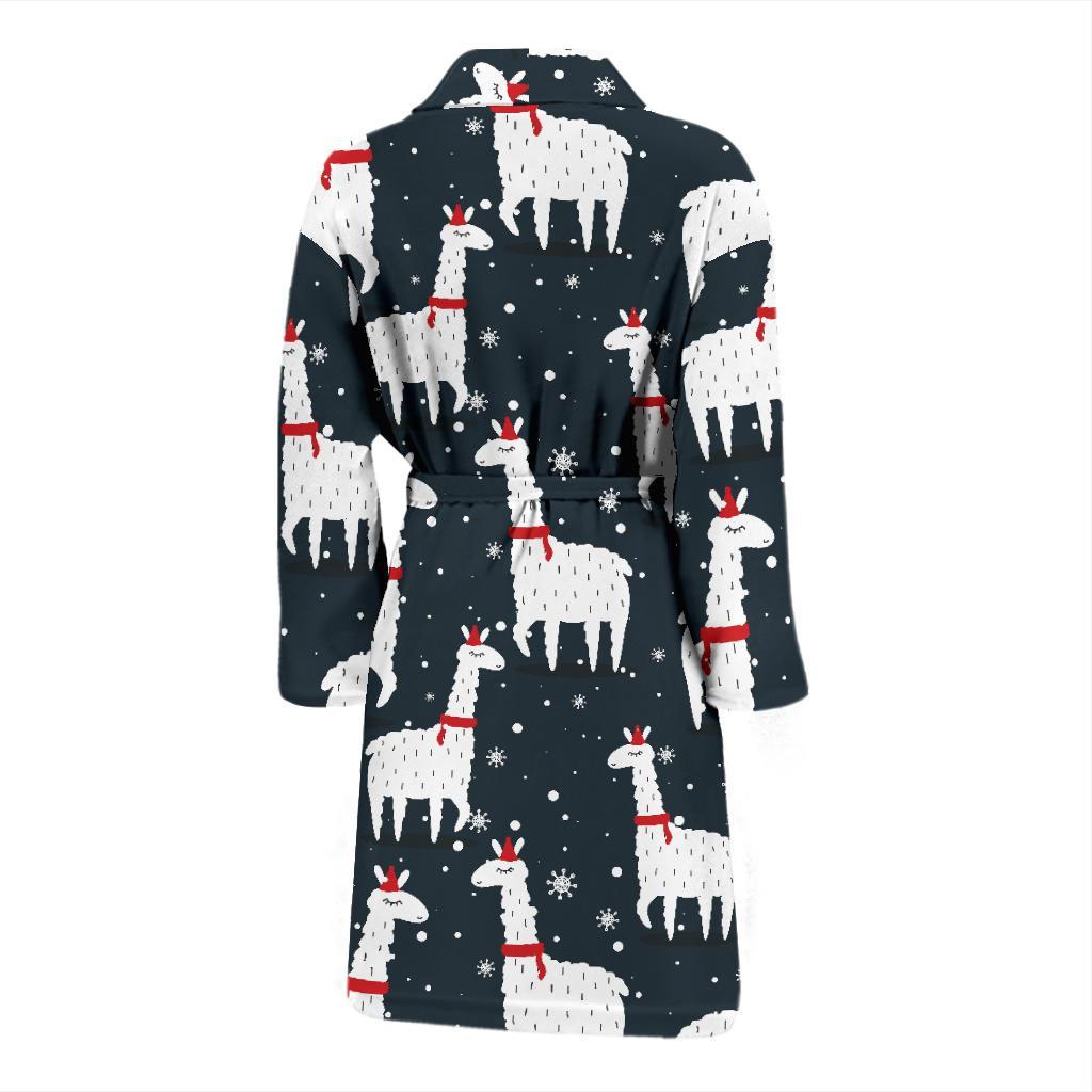 Alpaca Pattern Print Design 04 Men Bathrobe-JORJUNE.COM