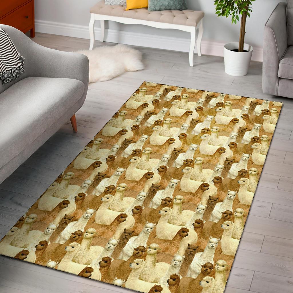 Alpaca Watercolor Design Themed Print Area Rugs-JTAMIGO.COM