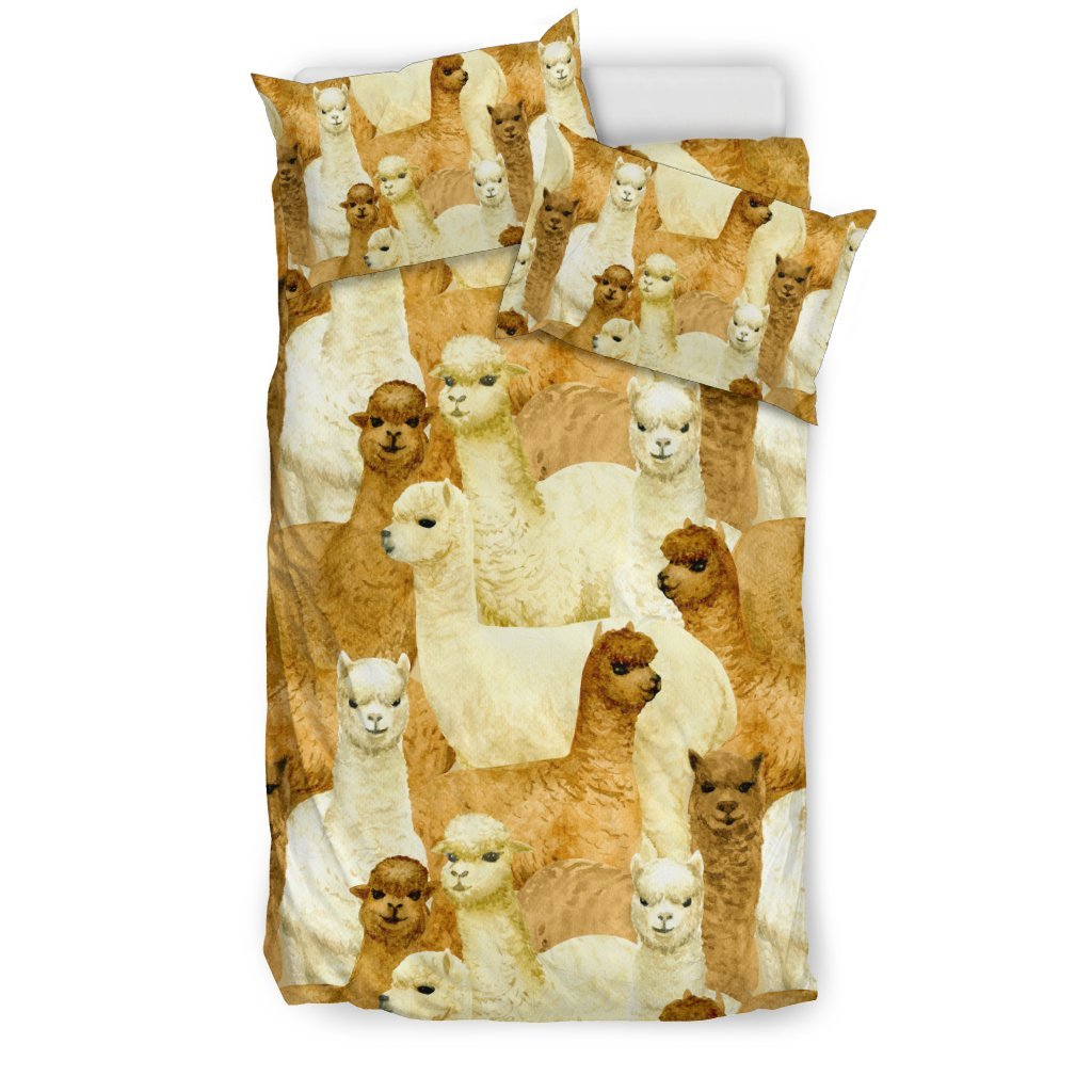 Alpaca Watercolor Design Themed Print Duvet Cover Bedding Set