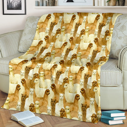 Alpaca Watercolor Design Themed Print Fleece Blanket