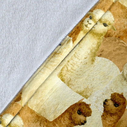 Alpaca Watercolor Design Themed Print Fleece Blanket