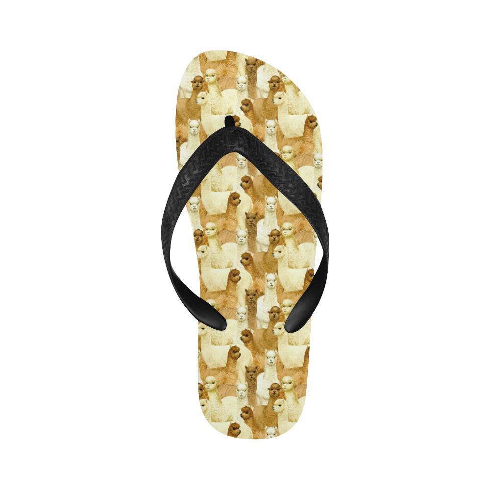 Alpaca Watercolor Design Themed Print Flip Flops-JTAMIGO.COM