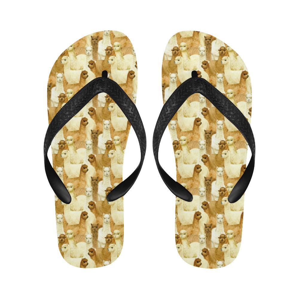 Alpaca Watercolor Design Themed Print Flip Flops-JTAMIGO.COM