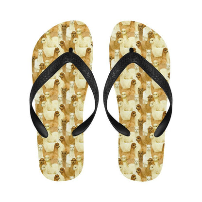 Alpaca Watercolor Design Themed Print Flip Flops-JTAMIGO.COM