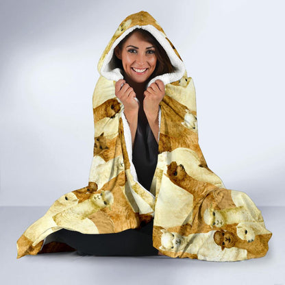 Alpaca Watercolor Design Themed Print Hooded Blanket-JTAMIGO.COM