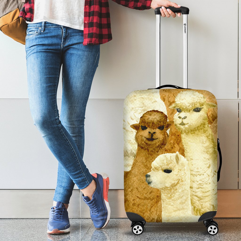 Alpaca Watercolor Design Themed Print Luggage Cover Protector