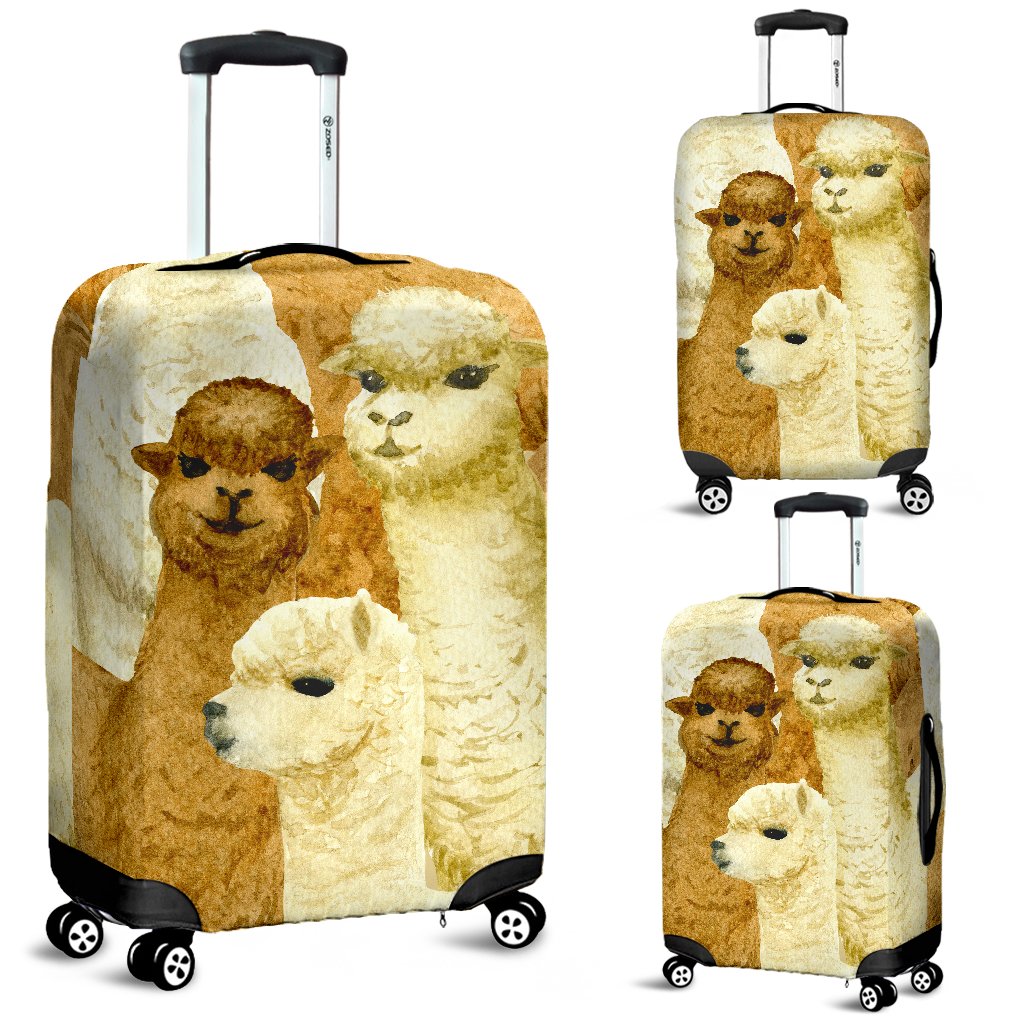 Alpaca Watercolor Design Themed Print Luggage Cover Protector