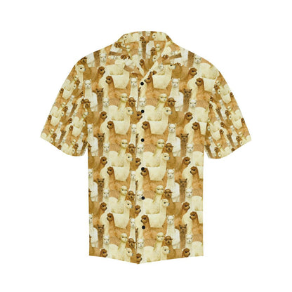 Alpaca Watercolor Design Themed Print Men Aloha Hawaiian Shirt