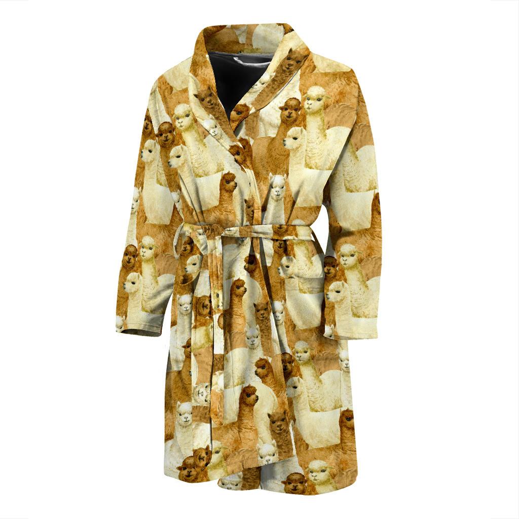 Alpaca Watercolor Design Themed Print Men Bath Robe-JTAMIGO.COM
