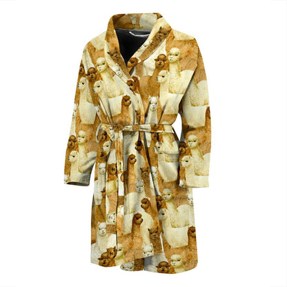 Alpaca Watercolor Design Themed Print Men Bath Robe-JTAMIGO.COM