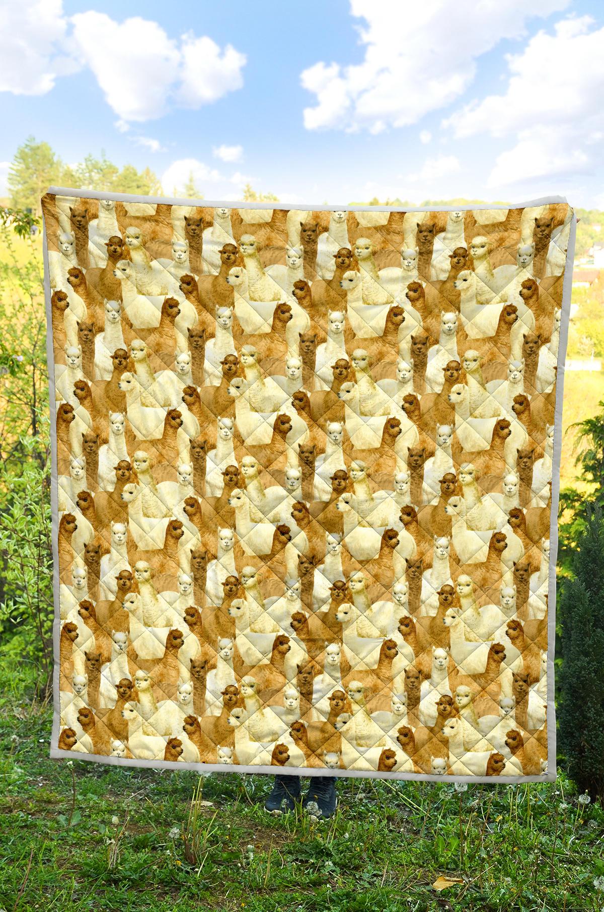 Alpaca Watercolor Design Themed Print Premium Quilt-JTAMIGO.COM
