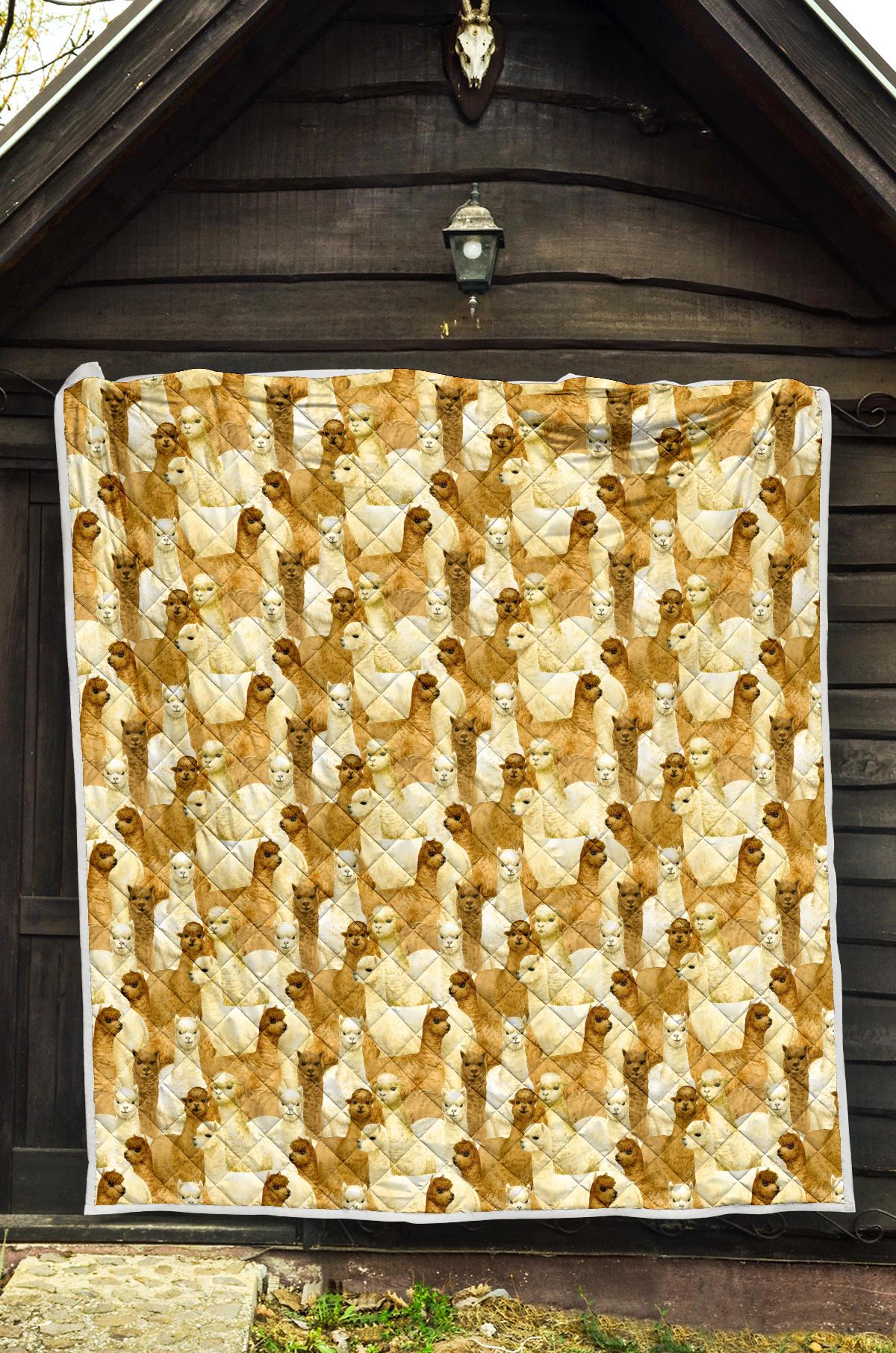 Alpaca Watercolor Design Themed Print Premium Quilt-JTAMIGO.COM