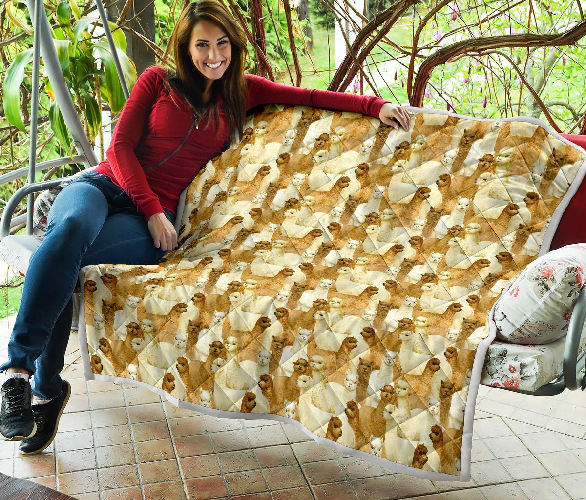 Alpaca Watercolor Design Themed Print Premium Quilt-JTAMIGO.COM