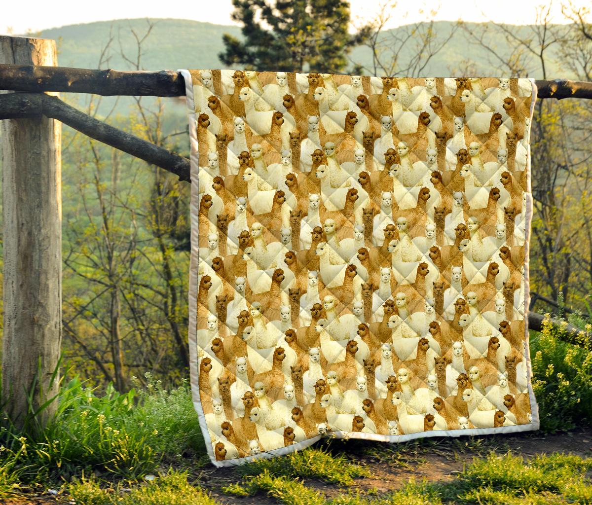 Alpaca Watercolor Design Themed Print Premium Quilt-JTAMIGO.COM