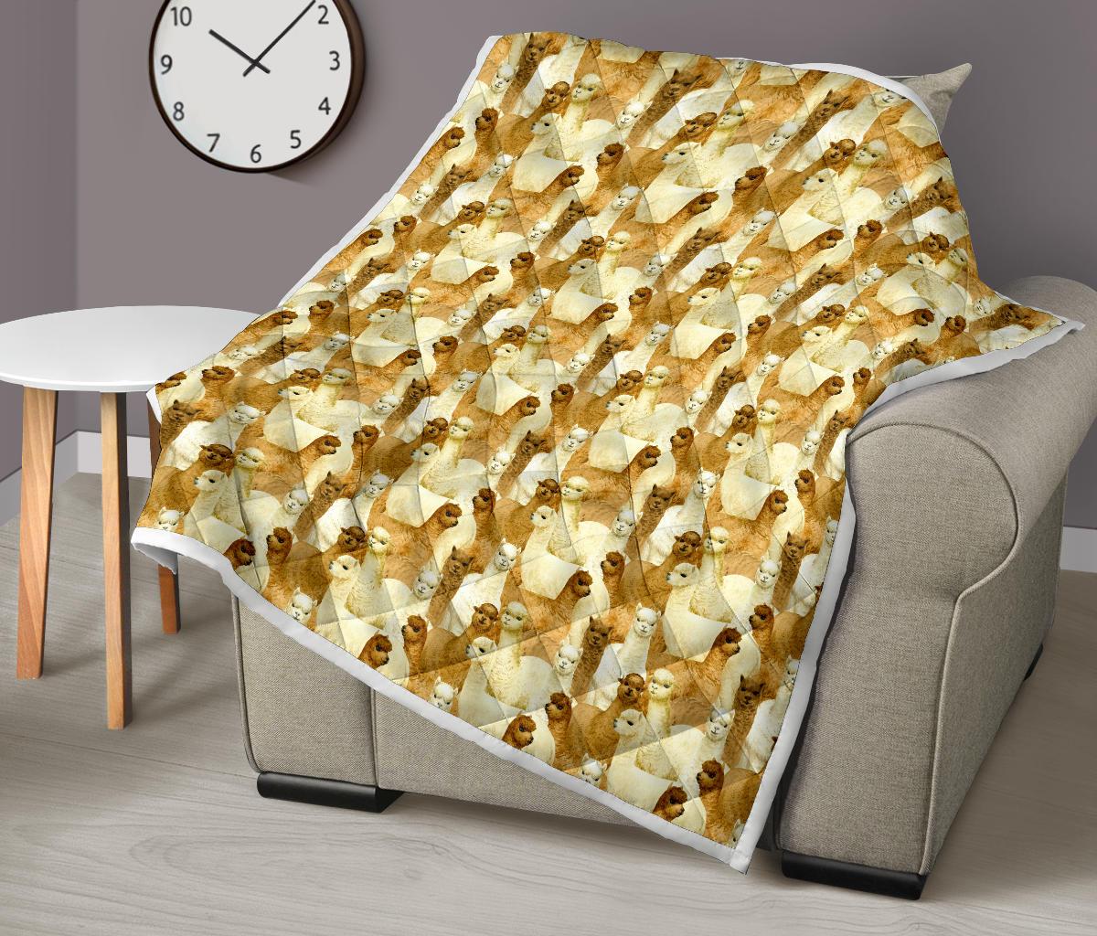 Alpaca Watercolor Design Themed Print Premium Quilt-JTAMIGO.COM