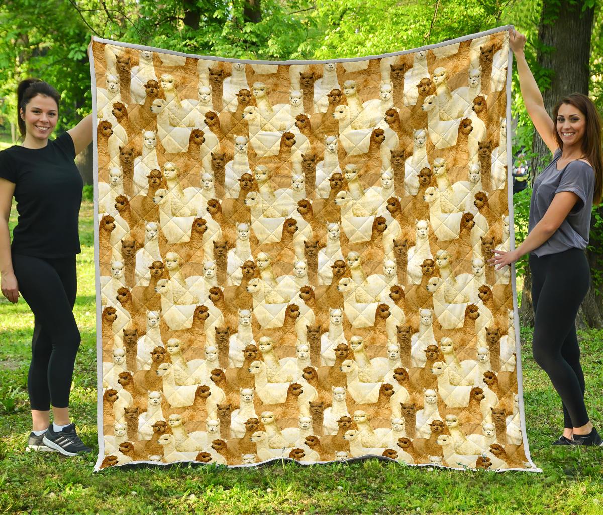 Alpaca Watercolor Design Themed Print Premium Quilt-JTAMIGO.COM