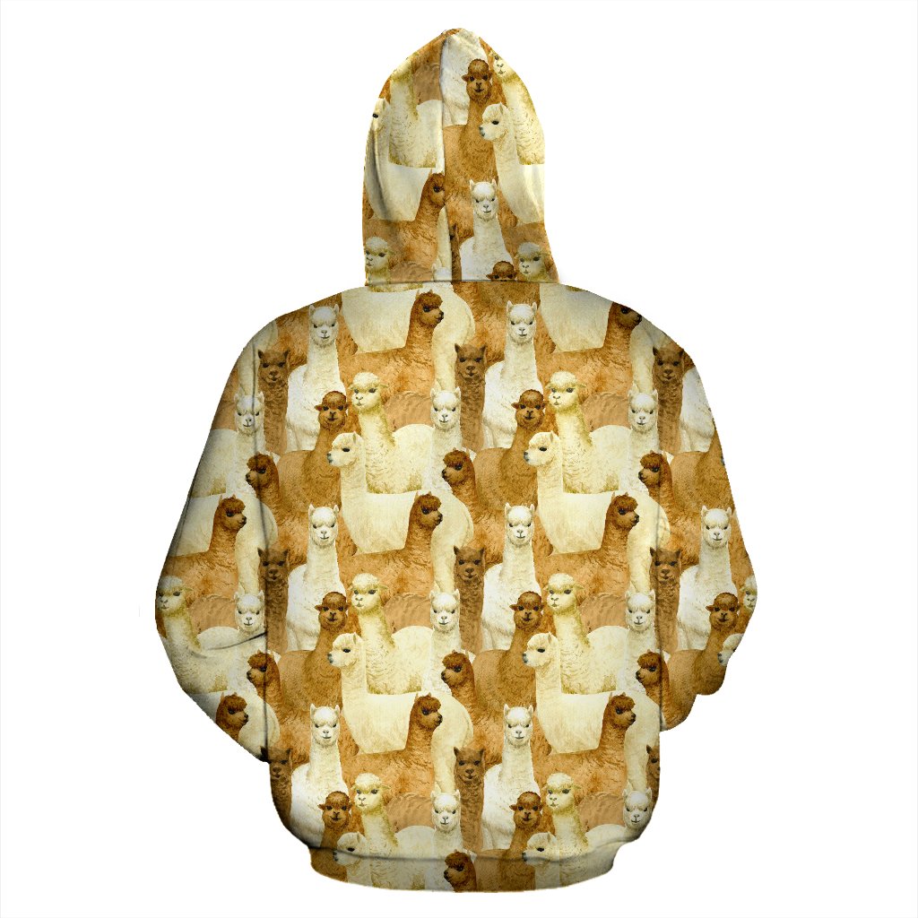 Alpaca Watercolor Design Themed Print Pullover Hoodie