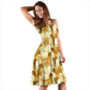 Alpaca Watercolor Design Themed Print Sleeveless Dress