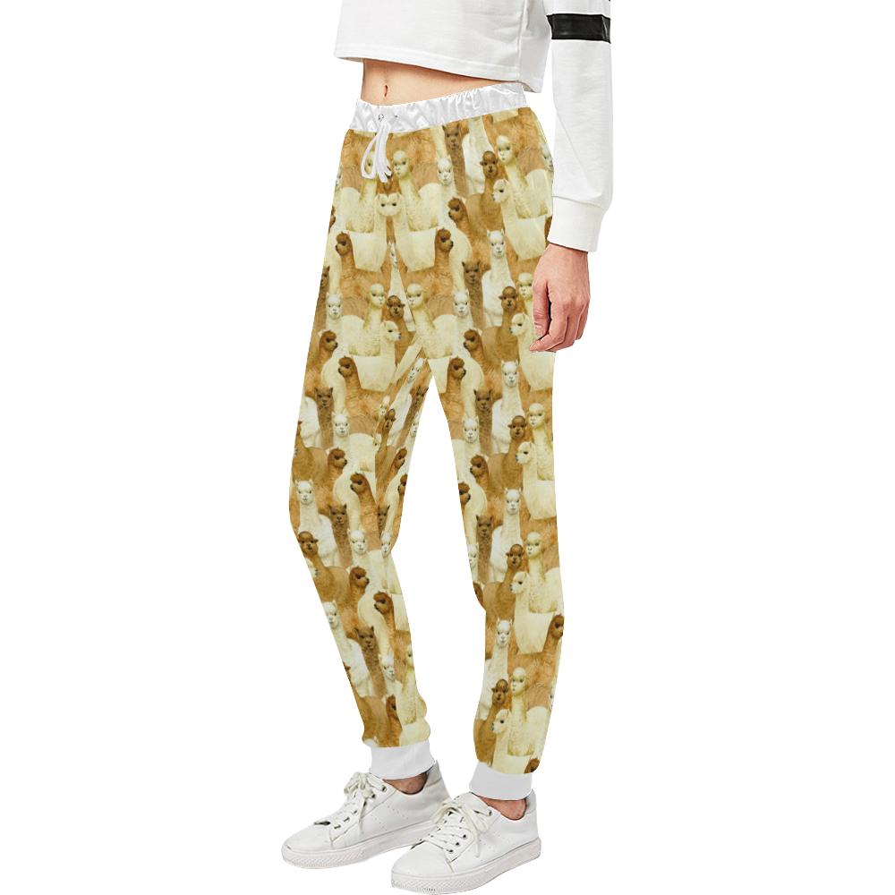 Alpaca Watercolor Design Themed Print Unisex Casual Sweatpants (Model L11)-JTAMIGO.COM