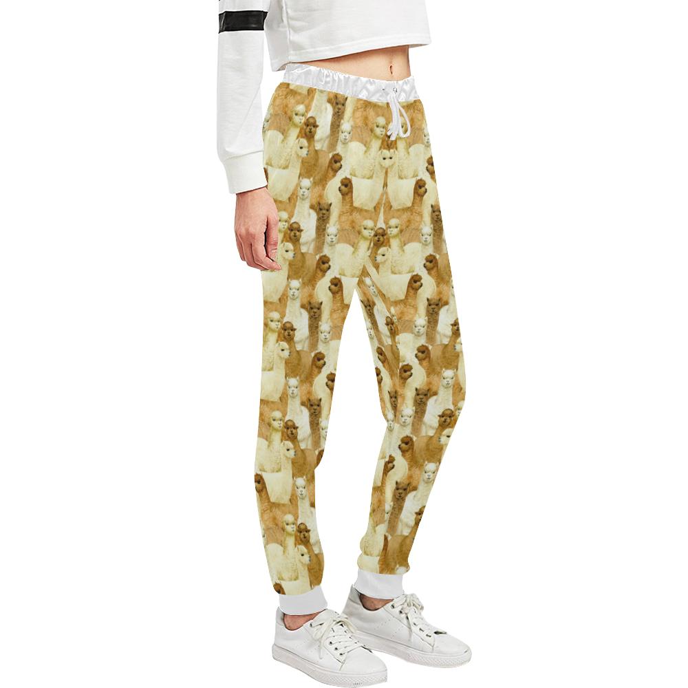 Alpaca Watercolor Design Themed Print Unisex Casual Sweatpants (Model L11)-JTAMIGO.COM