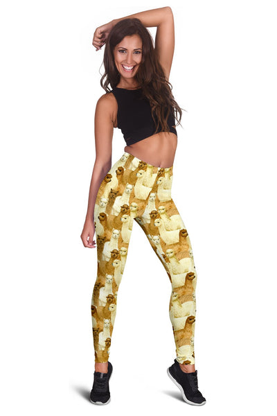 Alpaca Watercolor Design Themed Print Women Leggings