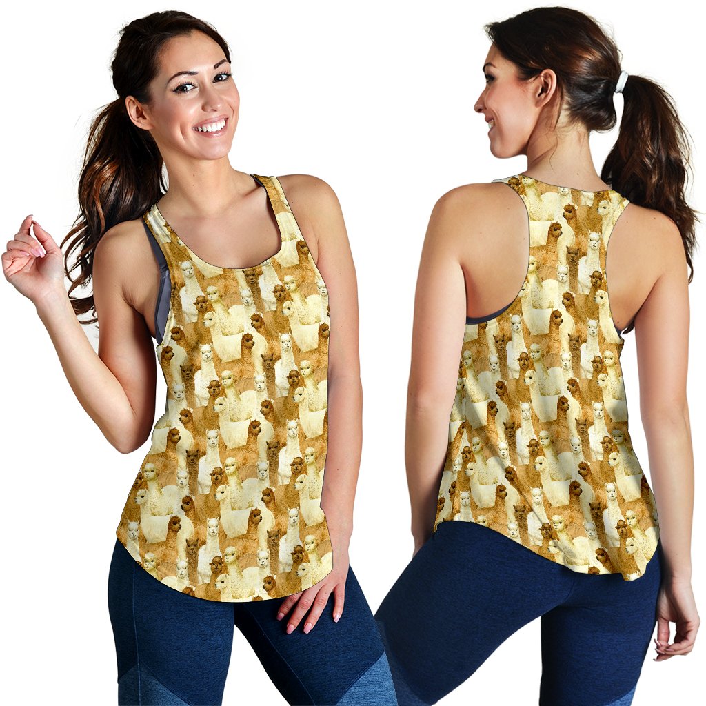 Alpaca Watercolor Design Themed Print Women Racerback Tank Top