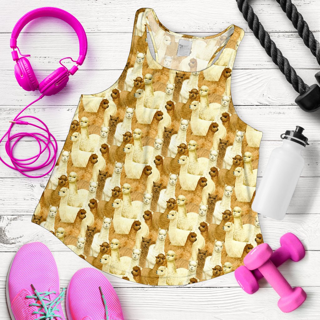 Alpaca Watercolor Design Themed Print Women Racerback Tank Top