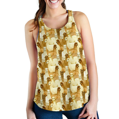 Alpaca Watercolor Design Themed Print Women Racerback Tank Top