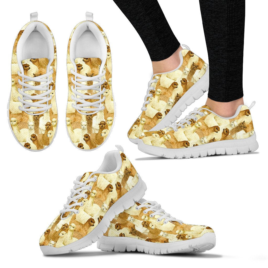 Alpaca Watercolor Design Themed Print Women Sneakers Shoes
